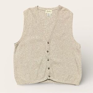 Men's Eddie Bauer Button Sweater Vest Large Cable Knit Grampacore Cotton